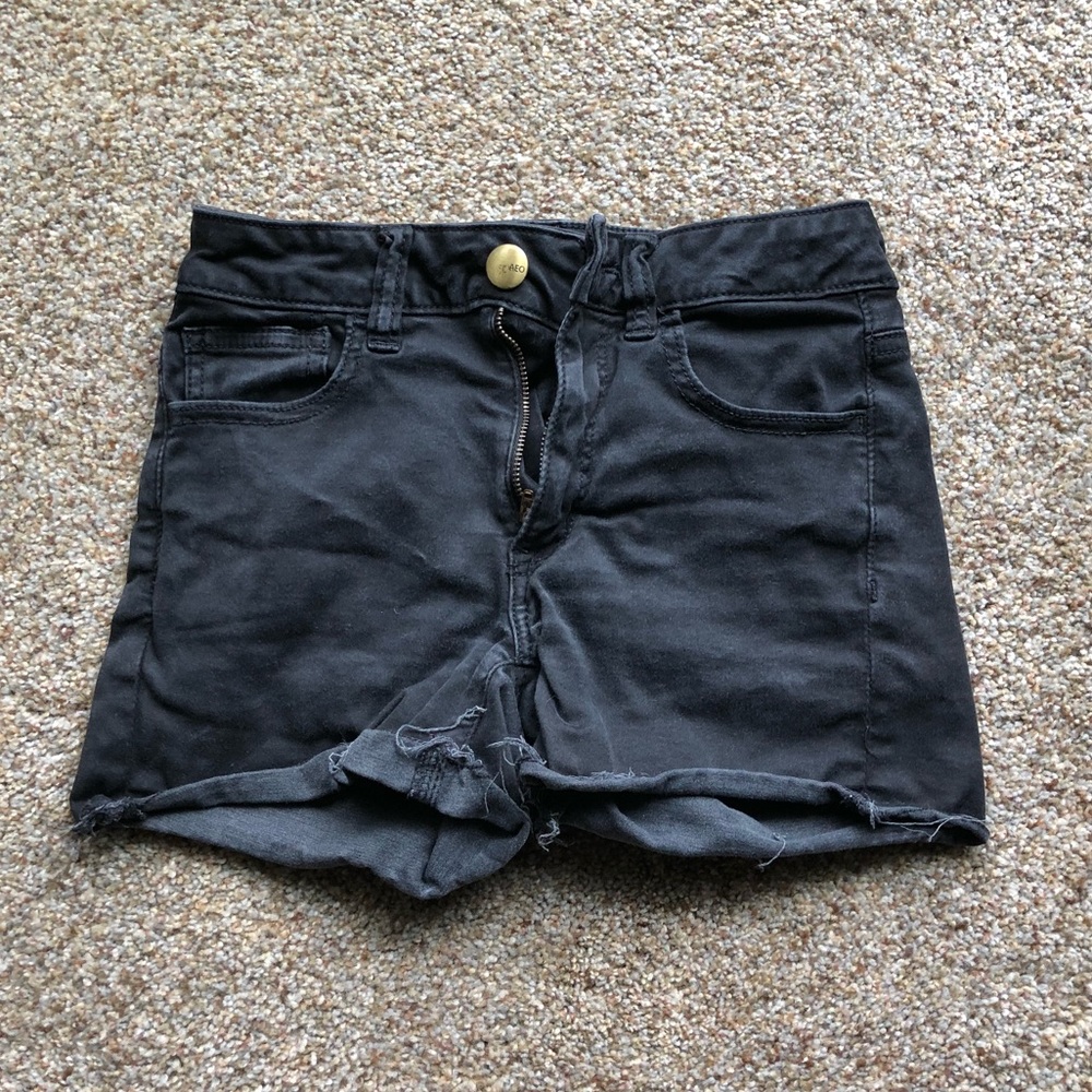 Black AEO Hi-Rise Super Stretch Shorts